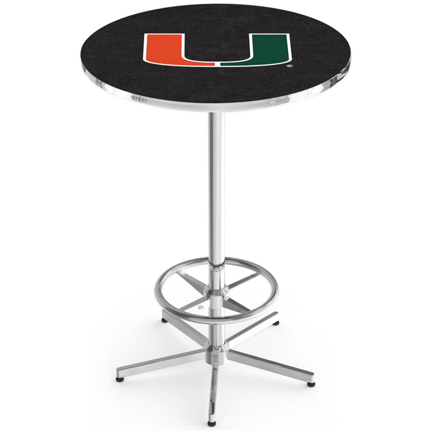 Miami Hurricanes 42" Retro Base Chrome Pub Table