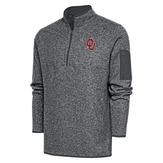 Men's Antigua Charcoal Oklahoma Sooners Fortune Half-Zip Sweatshirt