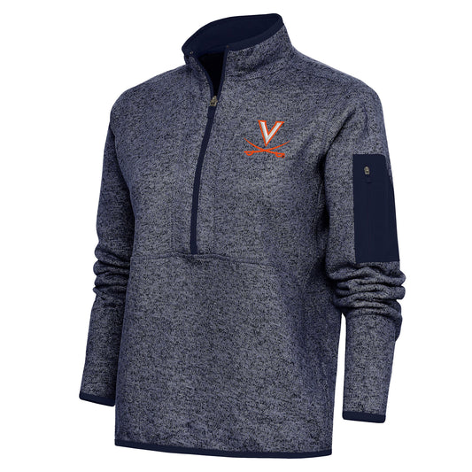 Women's Antigua Navy Virginia Cavaliers Fortune 1/2-Zip Pullover Sweater