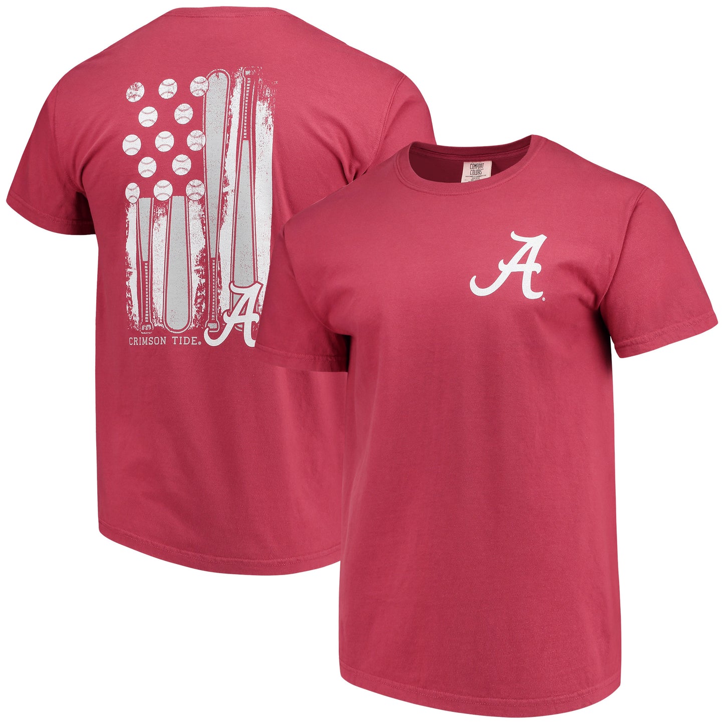 Men's Crimson Alabama Crimson Tide Baseball Flag Comfort Colors T-Shirt