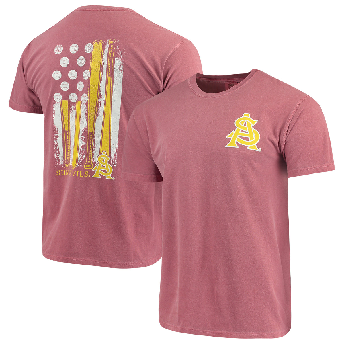 Men's Maroon Arizona State Sun Devils Baseball Flag Comfort Colors T-Shirt