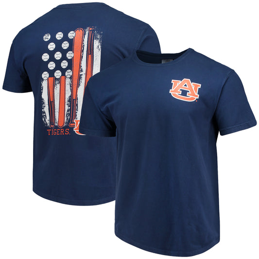 Men's Navy Auburn Tigers Baseball Flag Comfort Colors T-Shirt