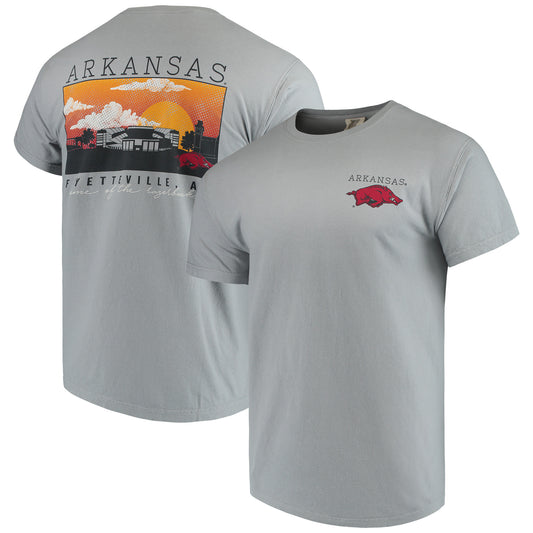 Men's Gray Arkansas Razorbacks Comfort Colors Campus Scenery T-Shirt