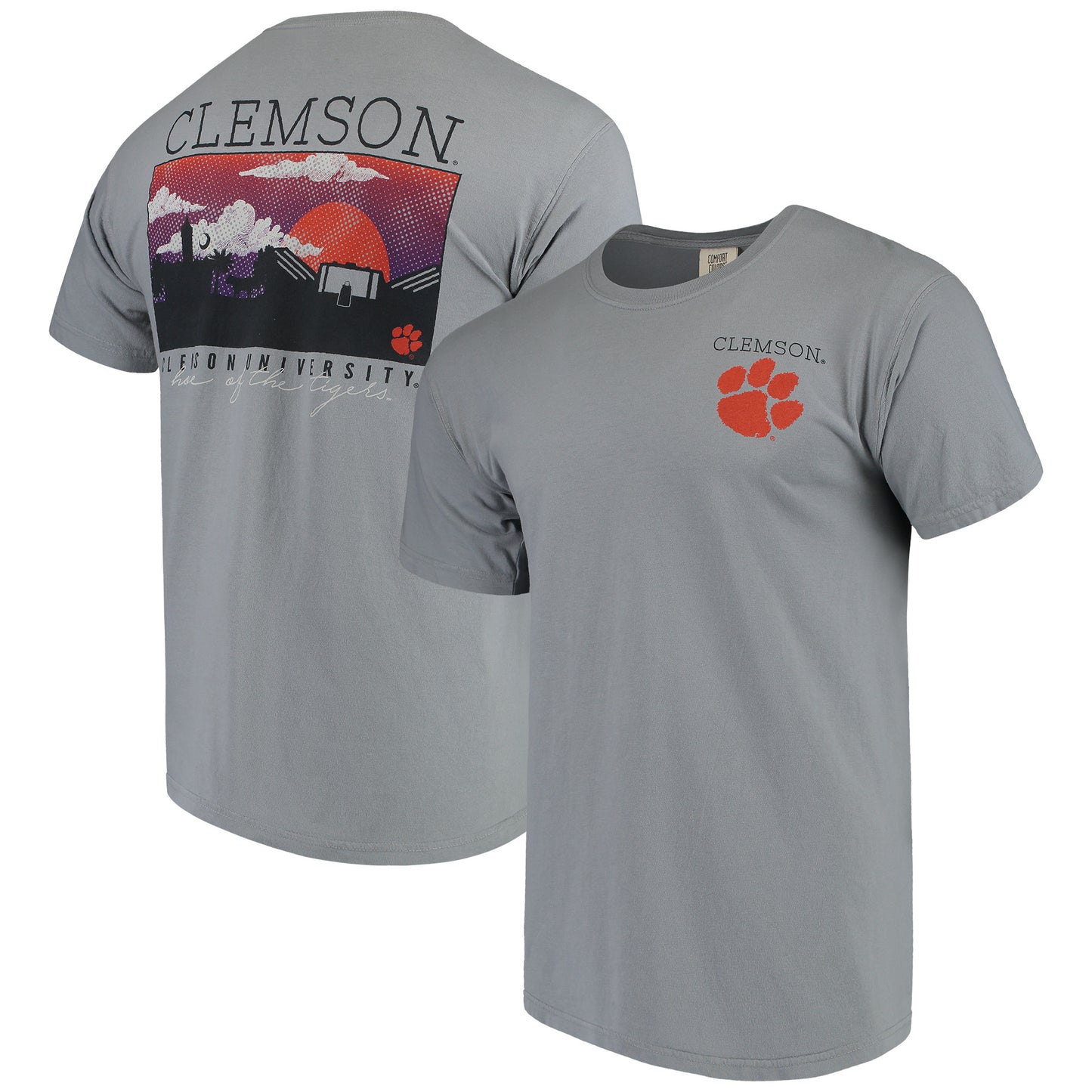 Men's Gray Clemson Tigers Comfort Colors Campus Scenery T-Shirt