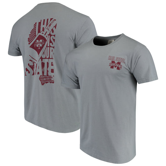 Men's Gray Mississippi State Bulldogs Phrase Local Comfort Color T-Shirt