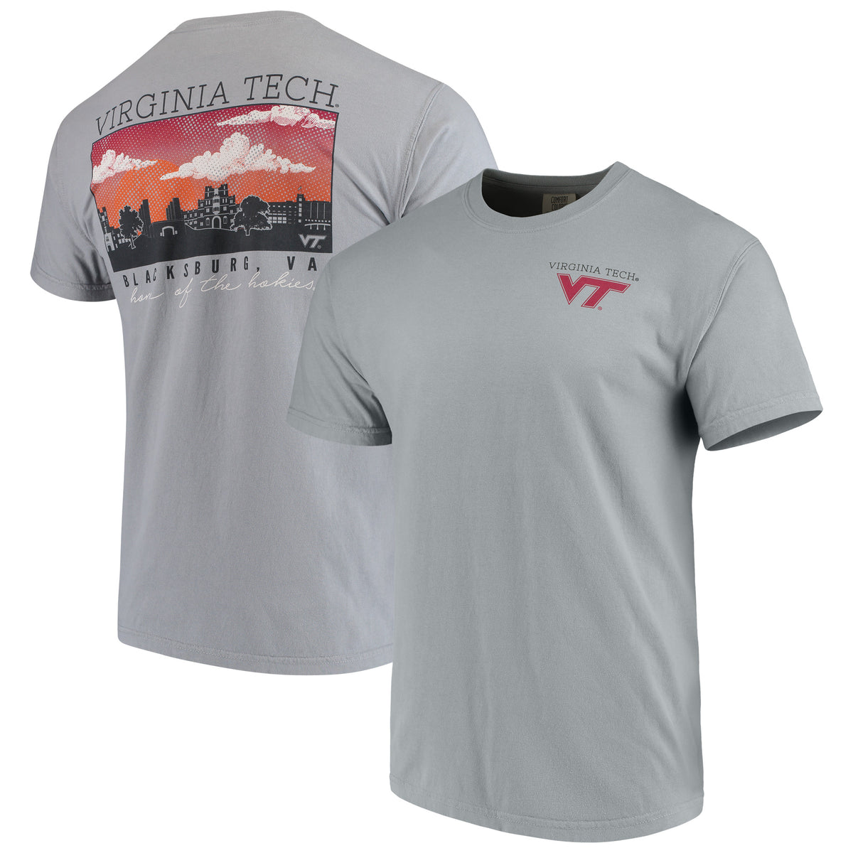 Men's Gray Virginia Tech Hokies Team Comfort Colors Campus Scenery T-Shirt