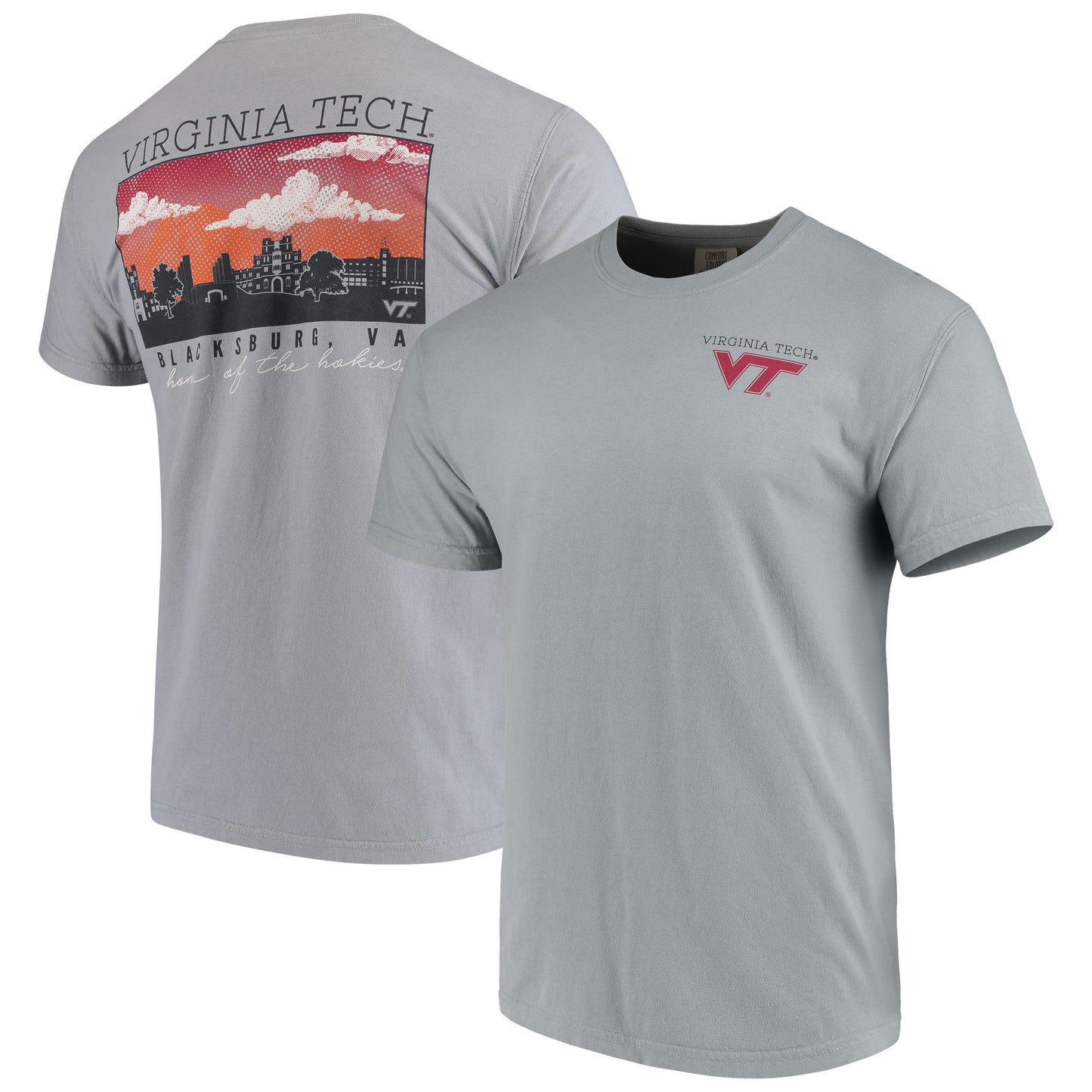 Men's Gray Virginia Tech Hokies Team Comfort Colors Campus Scenery T-Shirt