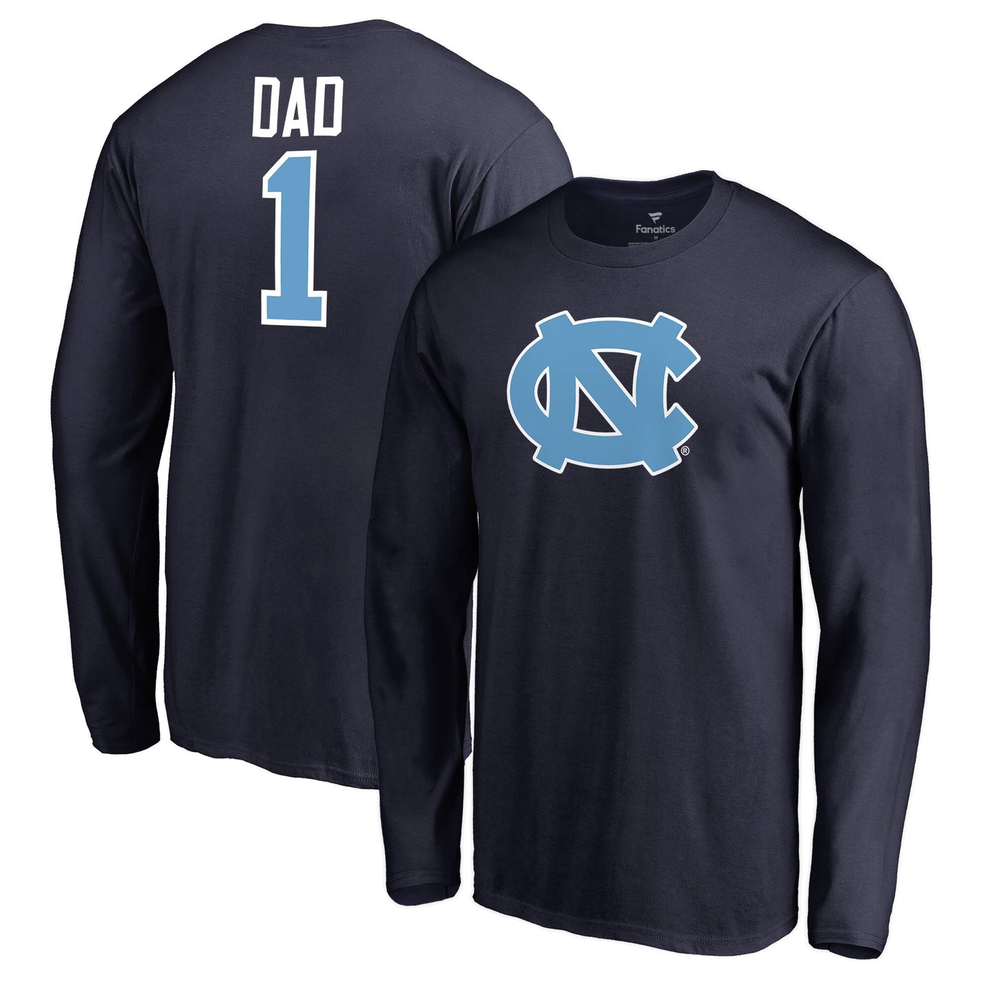Men's Navy North Carolina Tar Heels #1 Dad Long Sleeve T-Shirt
