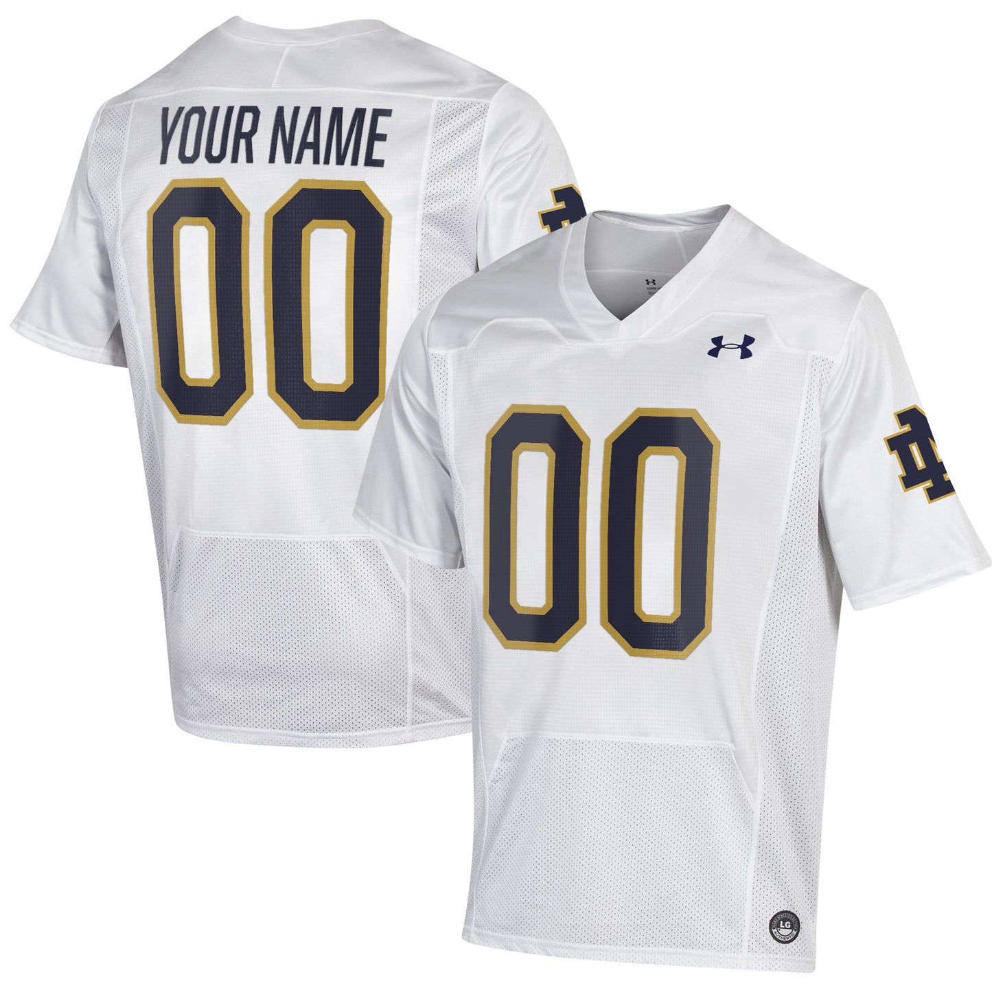 Men's Under Armour White Notre Dame Fighting Irish Replica Custom Jersey