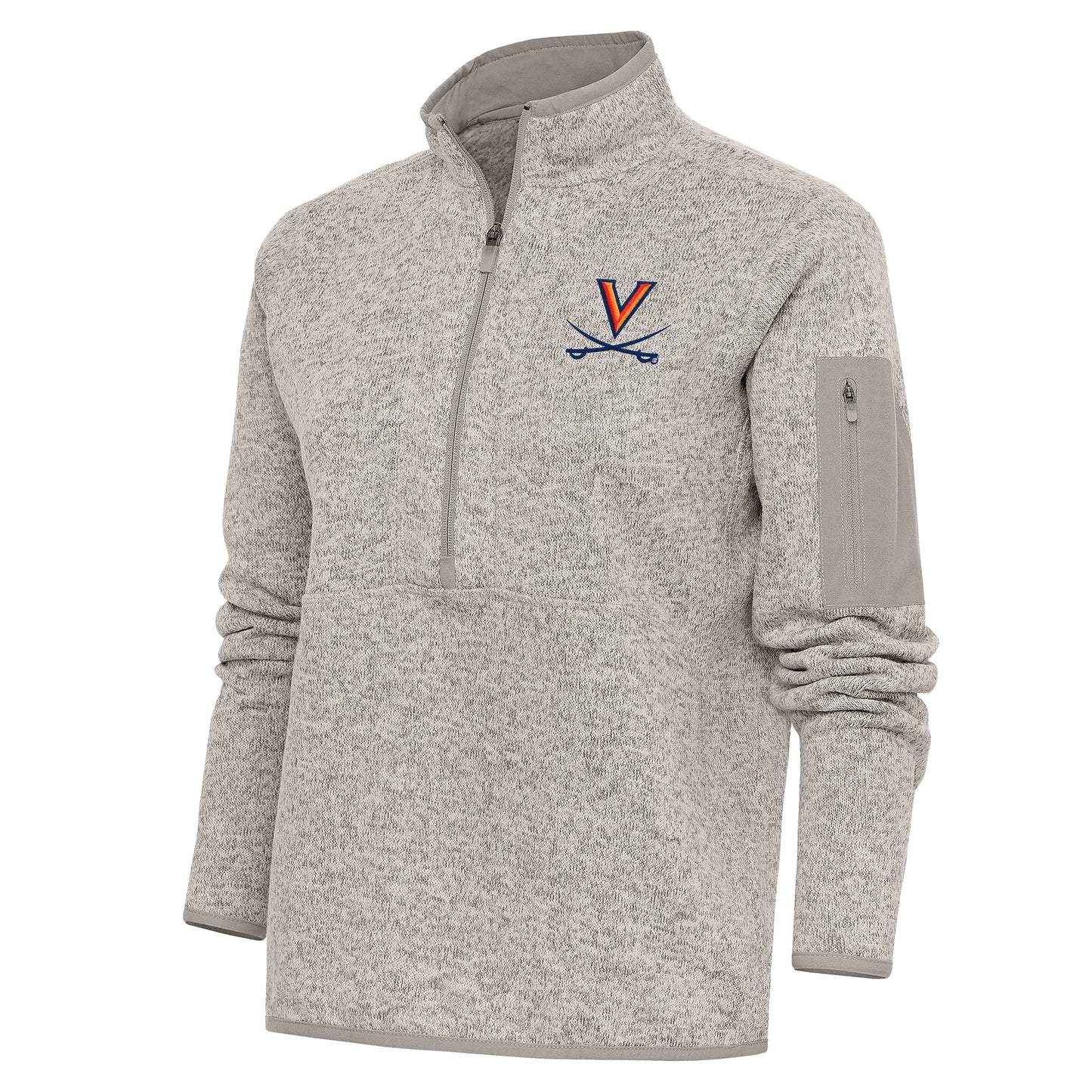 Women's Antigua Oatmeal Virginia Cavaliers Fortune Half-Zip Pullover Sweater