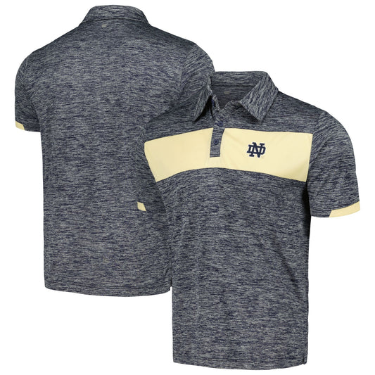 Men's Colosseum Heathered Navy Notre Dame Fighting Irish Nelson Logo Polo