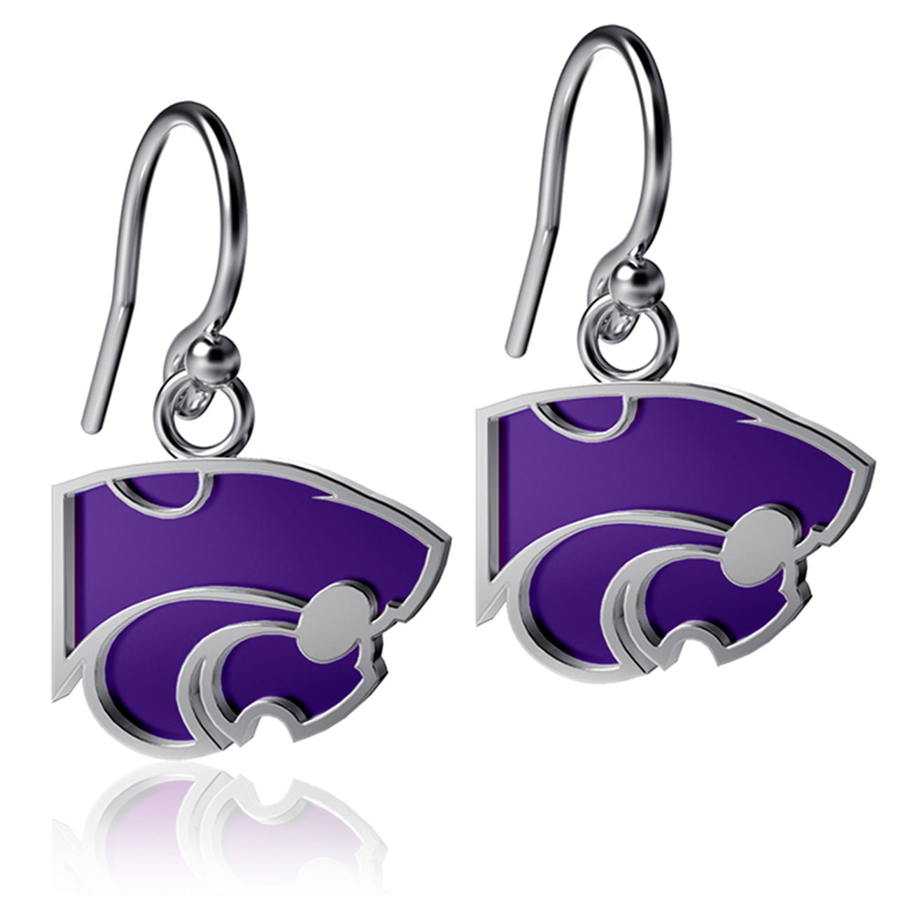 Women's Dayna Designs Kansas State Wildcats Silver Enamel Dangle Earrings