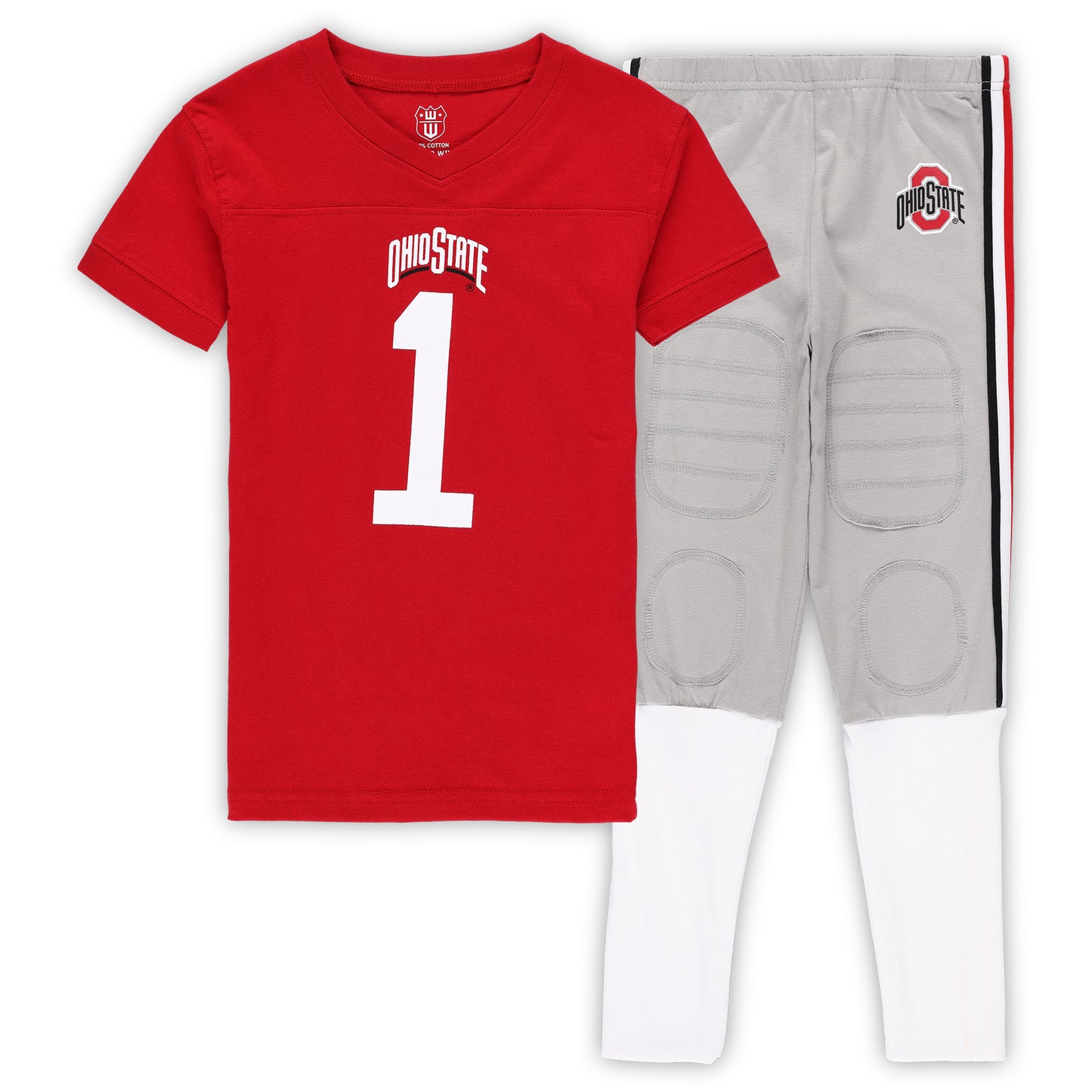 Preschool Wes & Willy Scarlet Ohio State Buckeyes Football Pajama Set