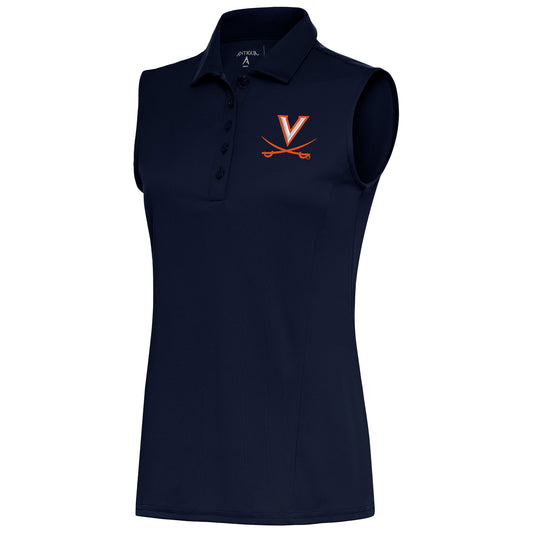 Women's Antigua Navy Virginia Cavaliers Tribute Sleeveless Polo