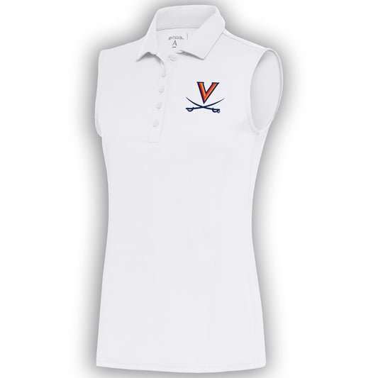 Women's Antigua White Virginia Cavaliers Tribute Sleeveless Polo