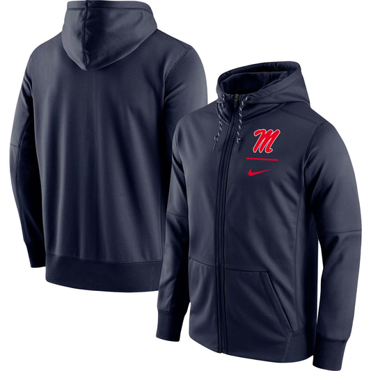 Men's Nike Navy Ole Miss Rebels Logo Stack Performance Full-Zip Hoodie
