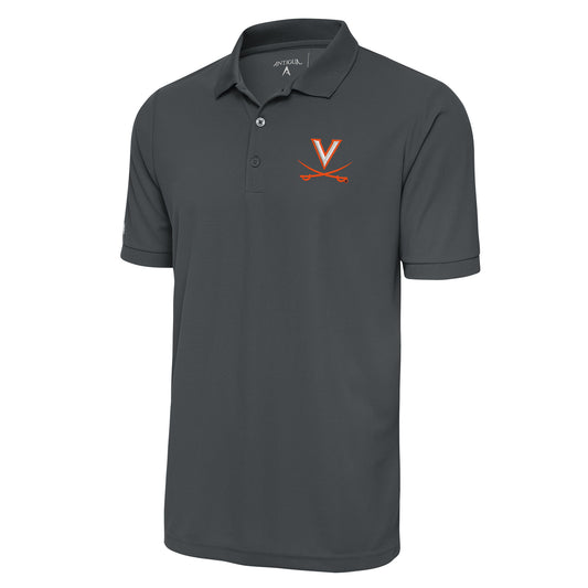 Men's Antigua Anthracite Virginia Cavaliers Big & Tall Legacy Pique Polo