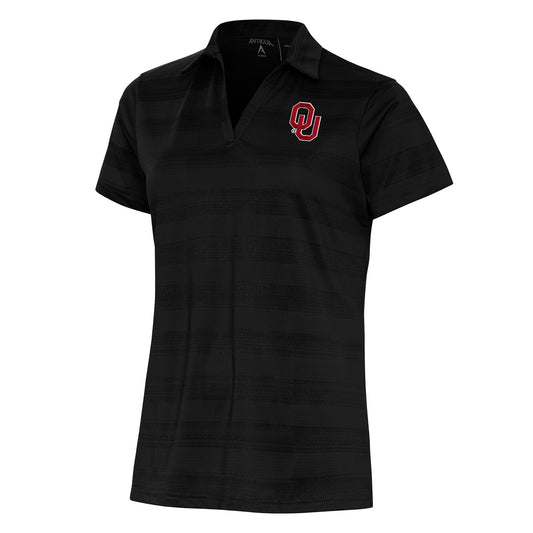 Women's Antigua Black Oklahoma Sooners Compass Polo