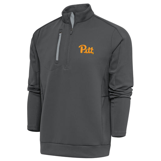 Men's Antigua Charcoal/Silver Pitt Panthers Generation Half-Zip Pullover Jacket