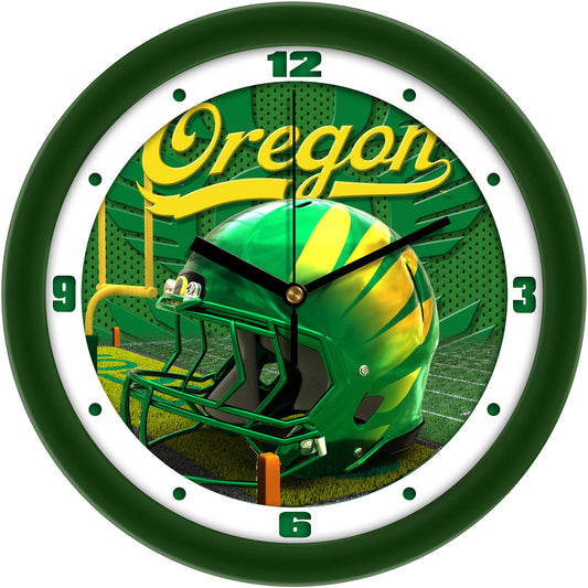 Oregon Ducks 11.5'' Suntime Premium Glass Face Football Helmet Wall Clock