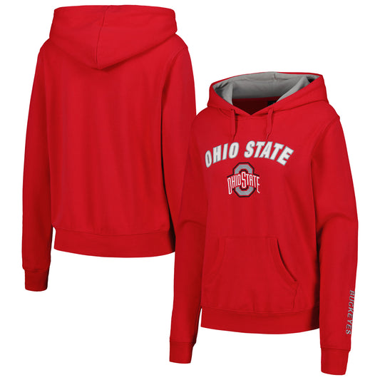 Women's Scarlet Ohio State Buckeyes Arch & Logo 1 Pullover Hoodie