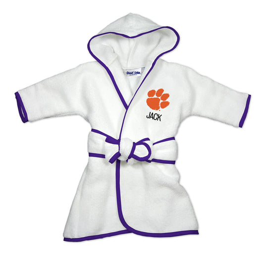 Infant Chad & Jake White Clemson Tigers Personalized Robe