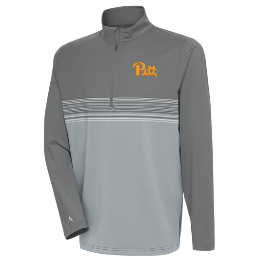 Men's Antigua Steel/Gray Pitt Panthers Pace Quarter-Zip Pullover Jacket