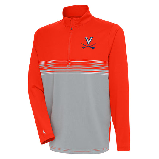 Men's Antigua Orange/Gray Virginia Cavaliers Pace Quarter-Zip Pullover Jacket