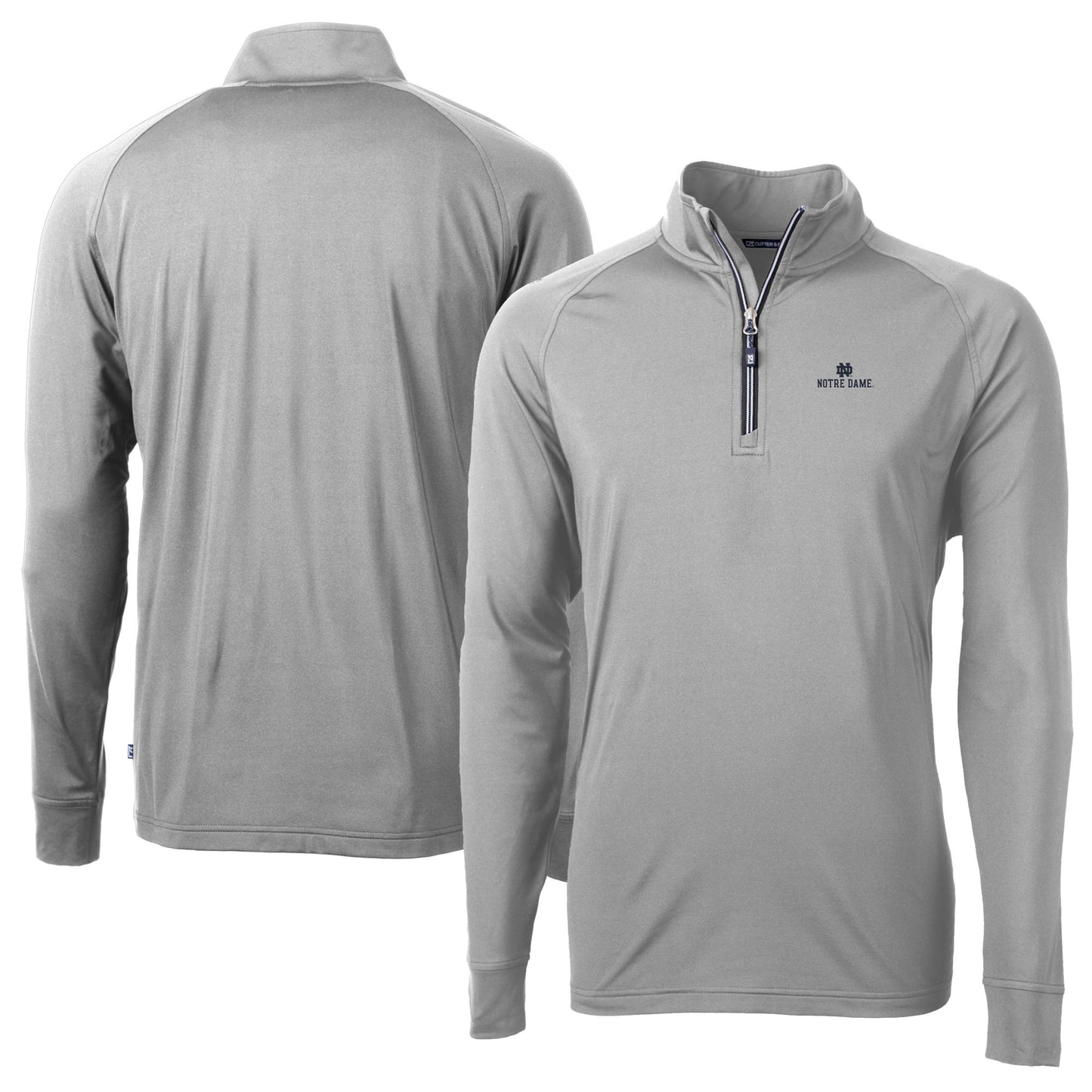 Men's Cutter & Buck Gray Notre Dame Fighting Irish Adapt Eco Knit Quarter-Zip Pullover Jacket