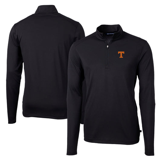 Men's Cutter & Buck Black Tennessee Volunteers Virtue Eco Pique Recycled Quarter-Zip Jacket