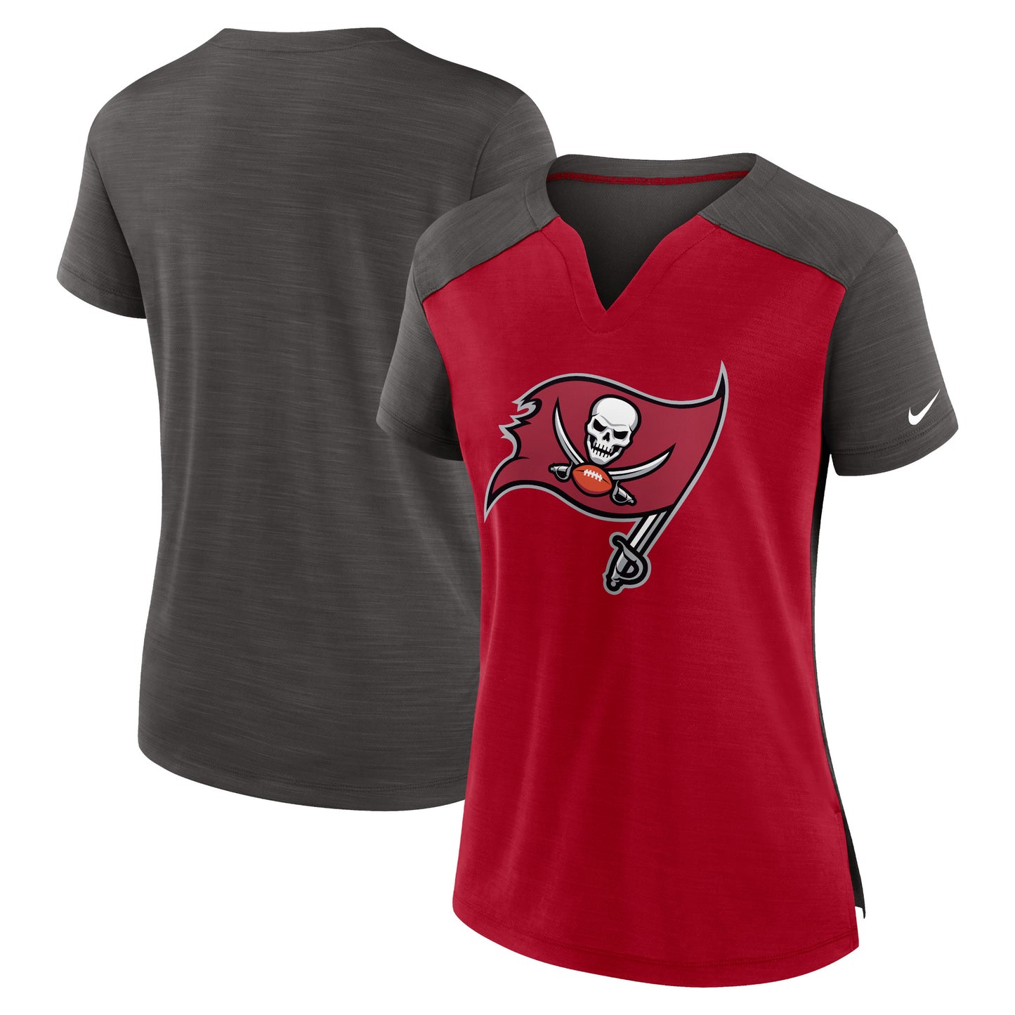 Women's Nike Red/Pewter Tampa Bay Buccaneers Impact Exceed Performance Notch Neck T-Shirt