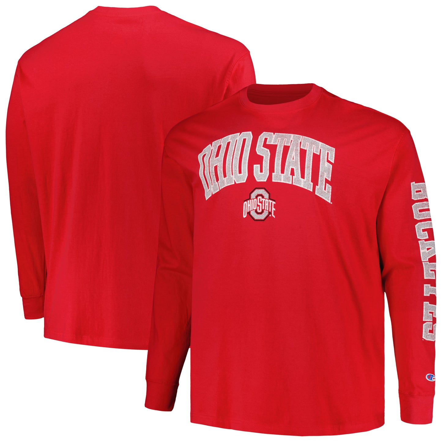 Men's Champion Scarlet Ohio State Buckeyes Big & Tall 2-Hit Long Sleeve T-Shirt