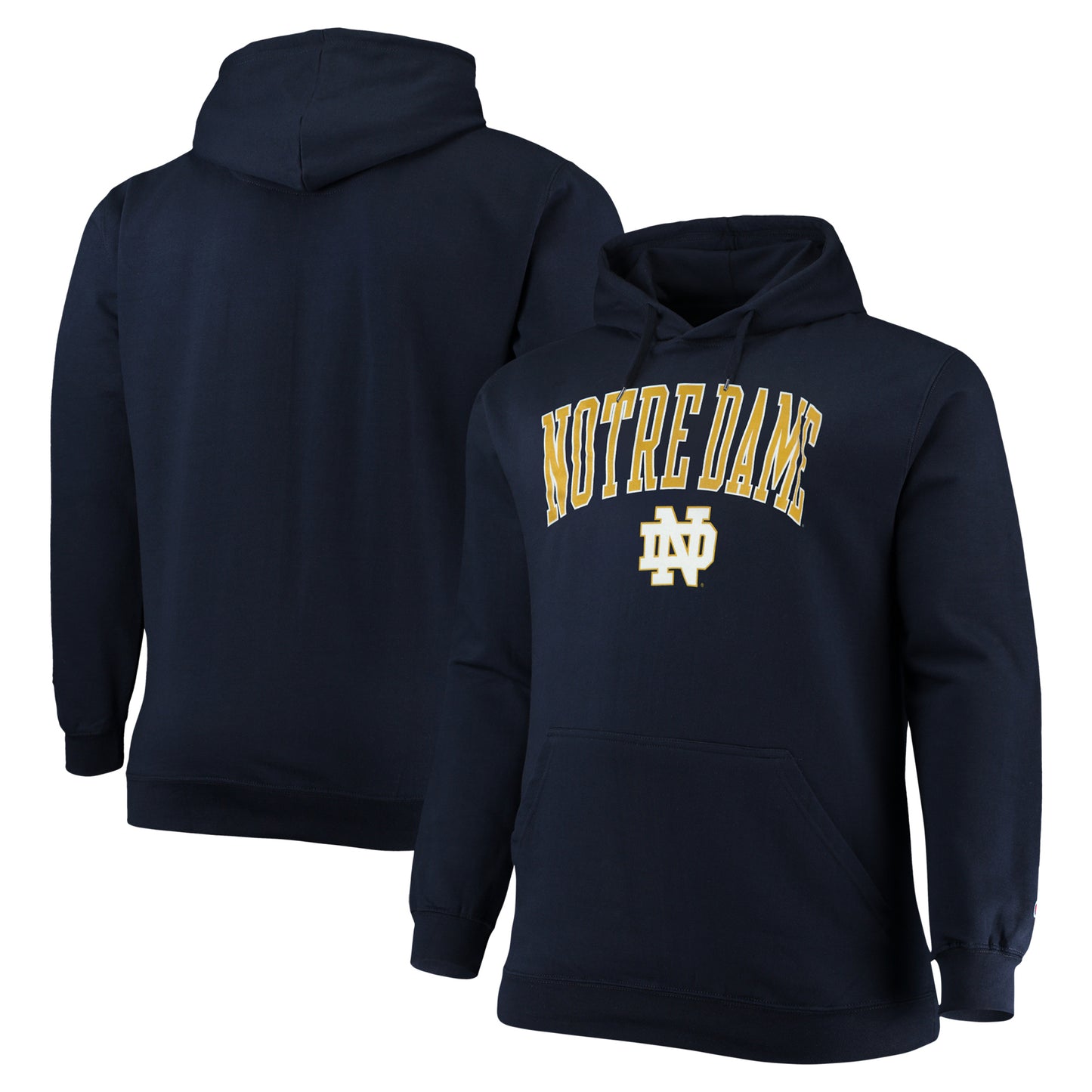 Men's Champion Navy Notre Dame Fighting Irish Big & Tall Arch Over Logo Powerblend Pullover Hoodie