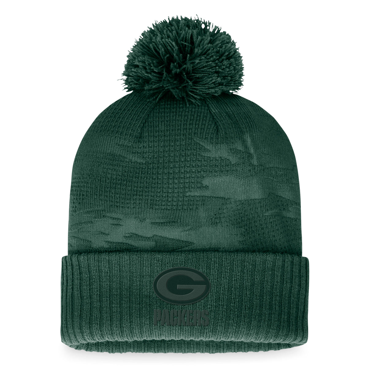 Men's Fanatics Green Green Bay Packers Iconic Camo Cuffed Knit Hat with Pom