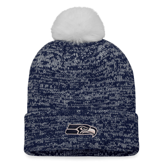 Women's Fanatics Navy Seattle Seahawks Iconic Cuffed Knit Hat with Pom