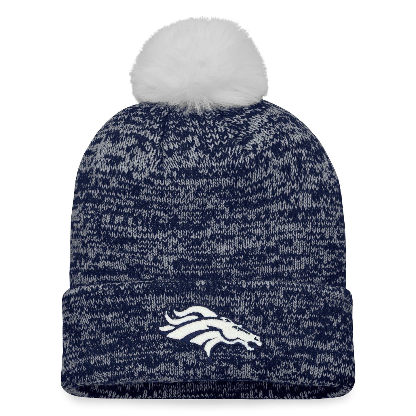 Women's Fanatics Navy Denver Broncos Iconic Cuffed Knit Hat with Pom