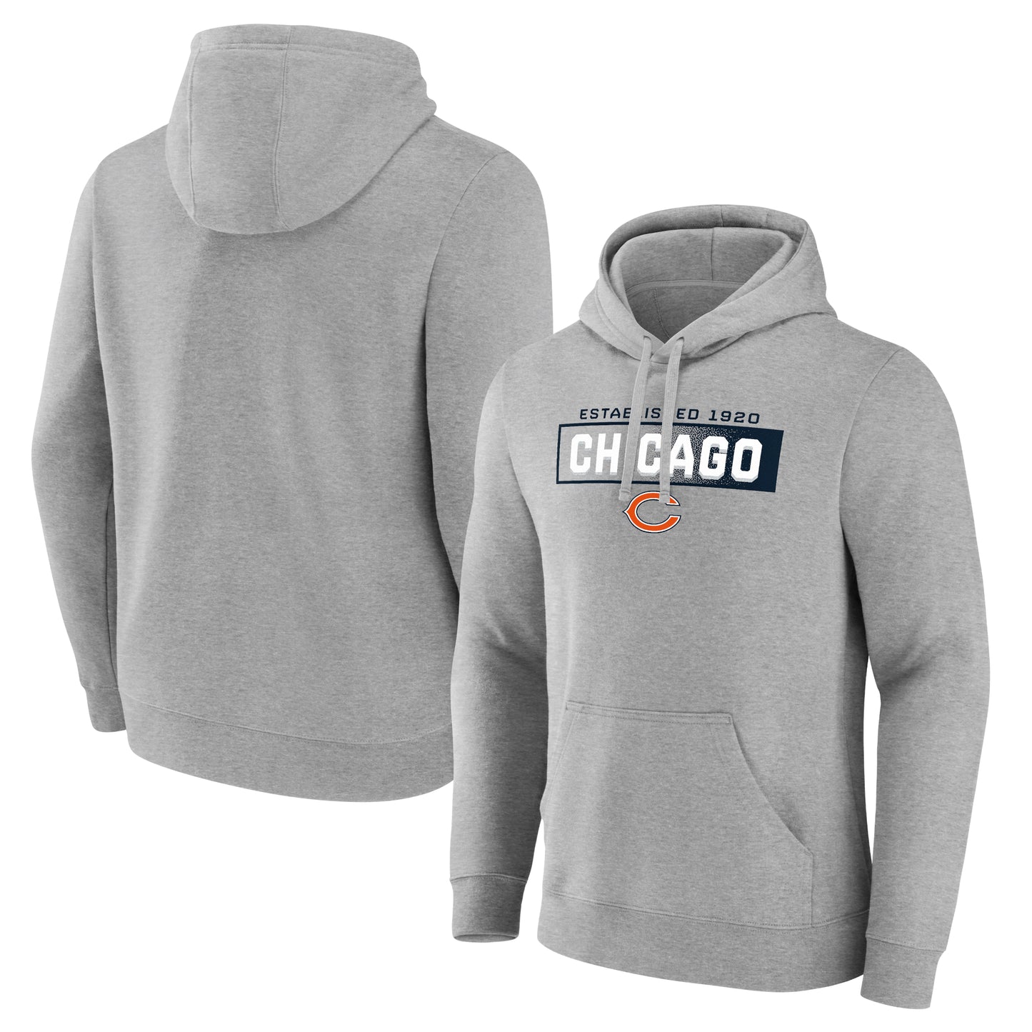 Men's Fanatics Heathered Gray Chicago Bears Down The Field Pullover Hoodie