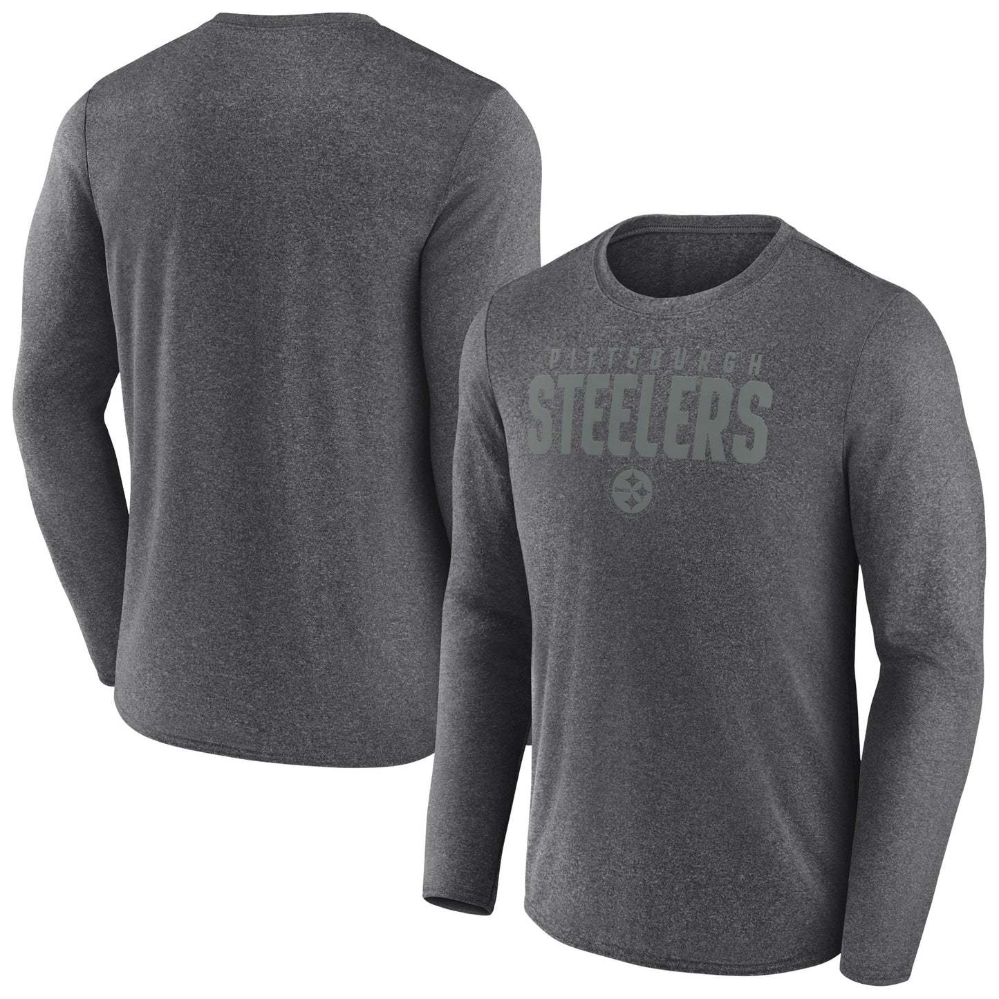 Men's Fanatics Heather Charcoal Pittsburgh Steelers Blackout Lateral Long Sleeve T-Shirt