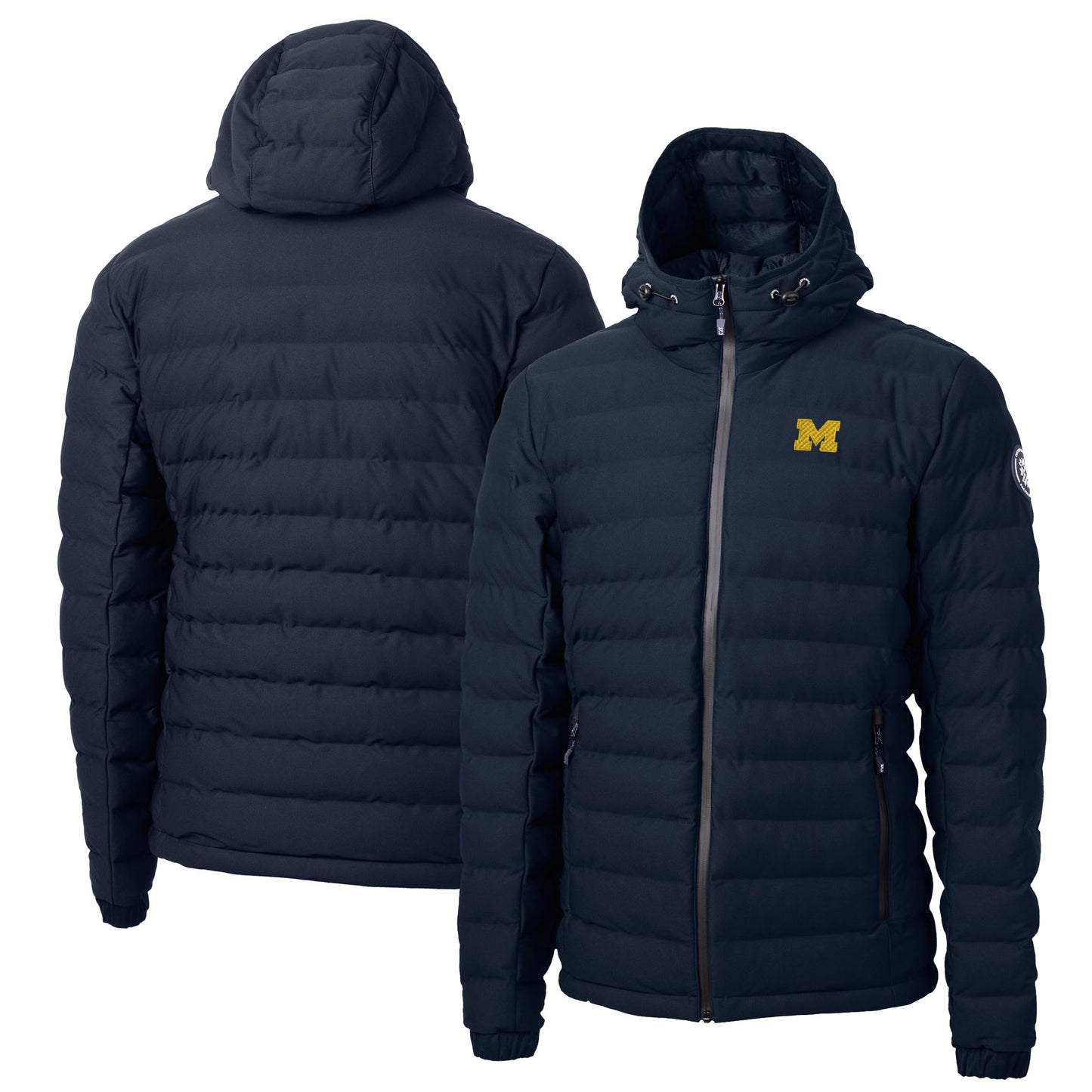 Men's Cutter & Buck  Navy Michigan Wolverines Mission Ridge Repreve Eco Insulated Puffer Full-Zip Jacket