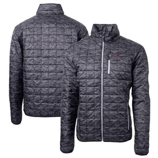 Men's Cutter & Buck  Black Alabama Crimson Tide Rainier Primaloft Eco Full-Zip Hooded Jacket