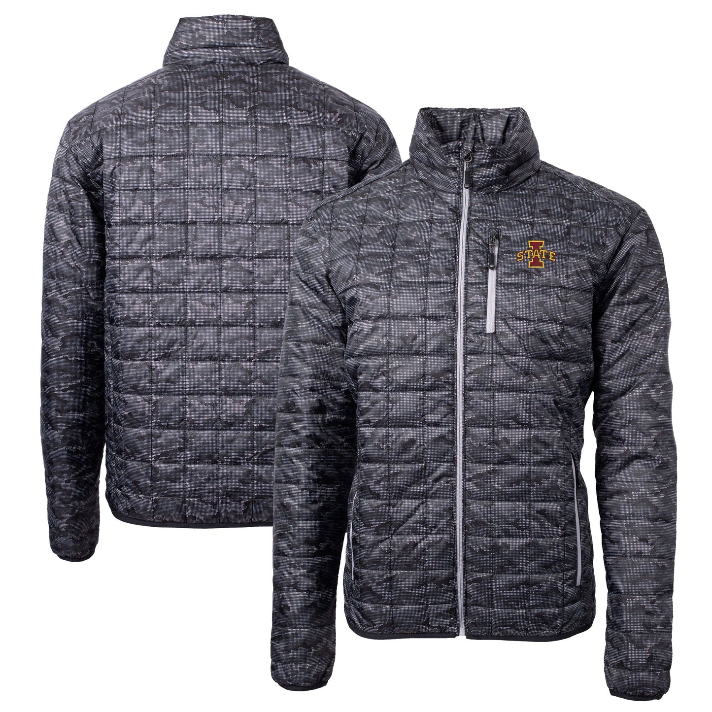 Men's Cutter & Buck  Black Iowa State Cyclones Rainier Primaloft Eco Full-Zip Hooded Jacket