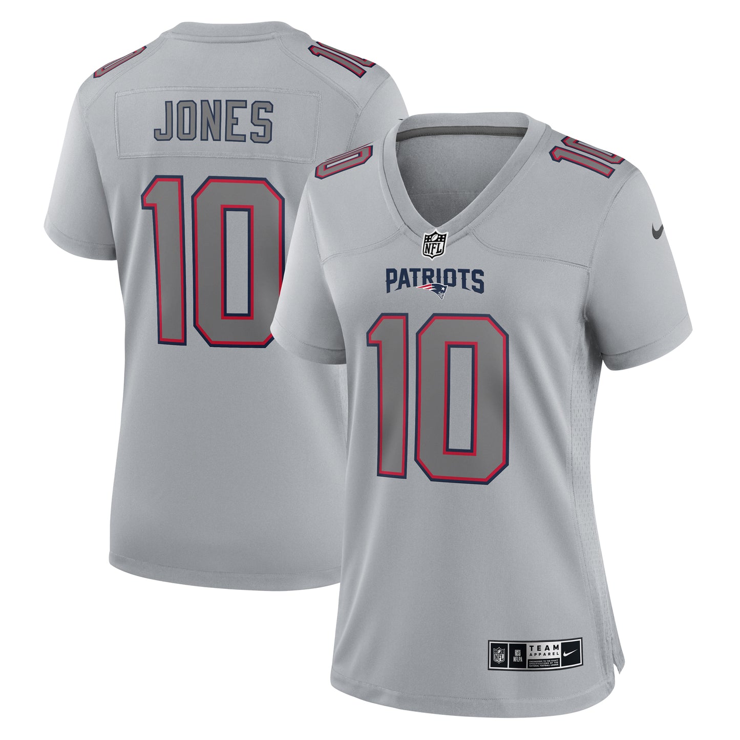 Women's Nike Mac Jones Gray New England Patriots Atmosphere Fashion Game Jersey