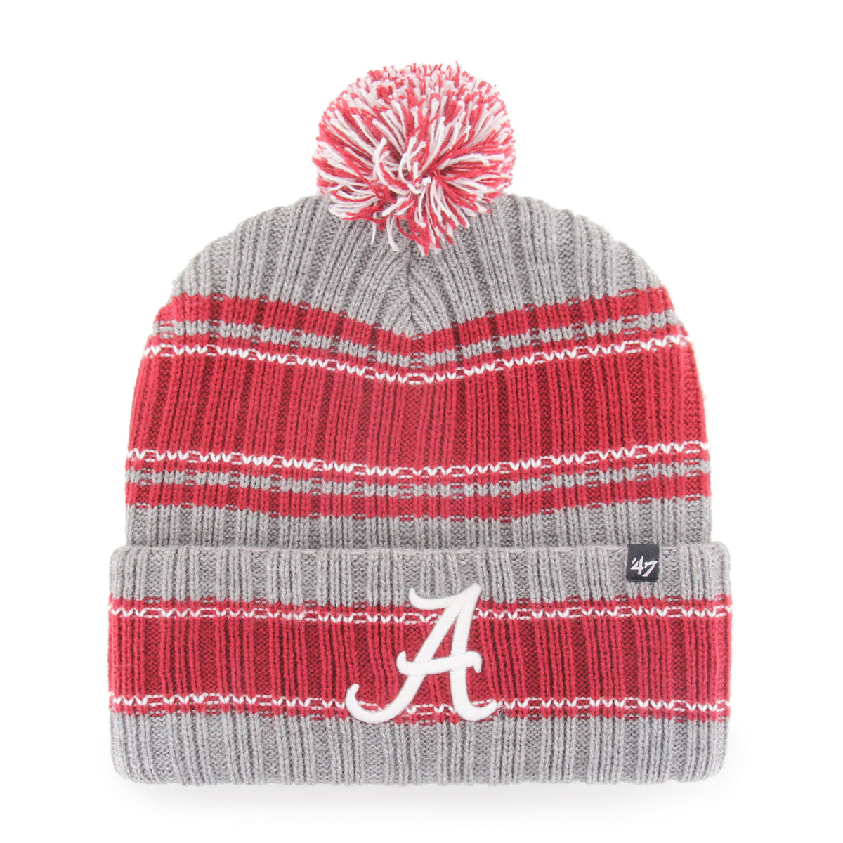 Men's '47 Gray Alabama Crimson Tide Rexford Cuffed Knit Hat with Pom