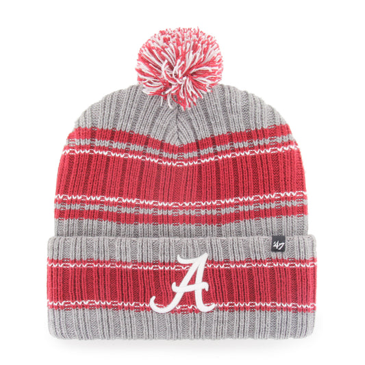 Men's '47 Gray Alabama Crimson Tide Rexford Cuffed Knit Hat with Pom