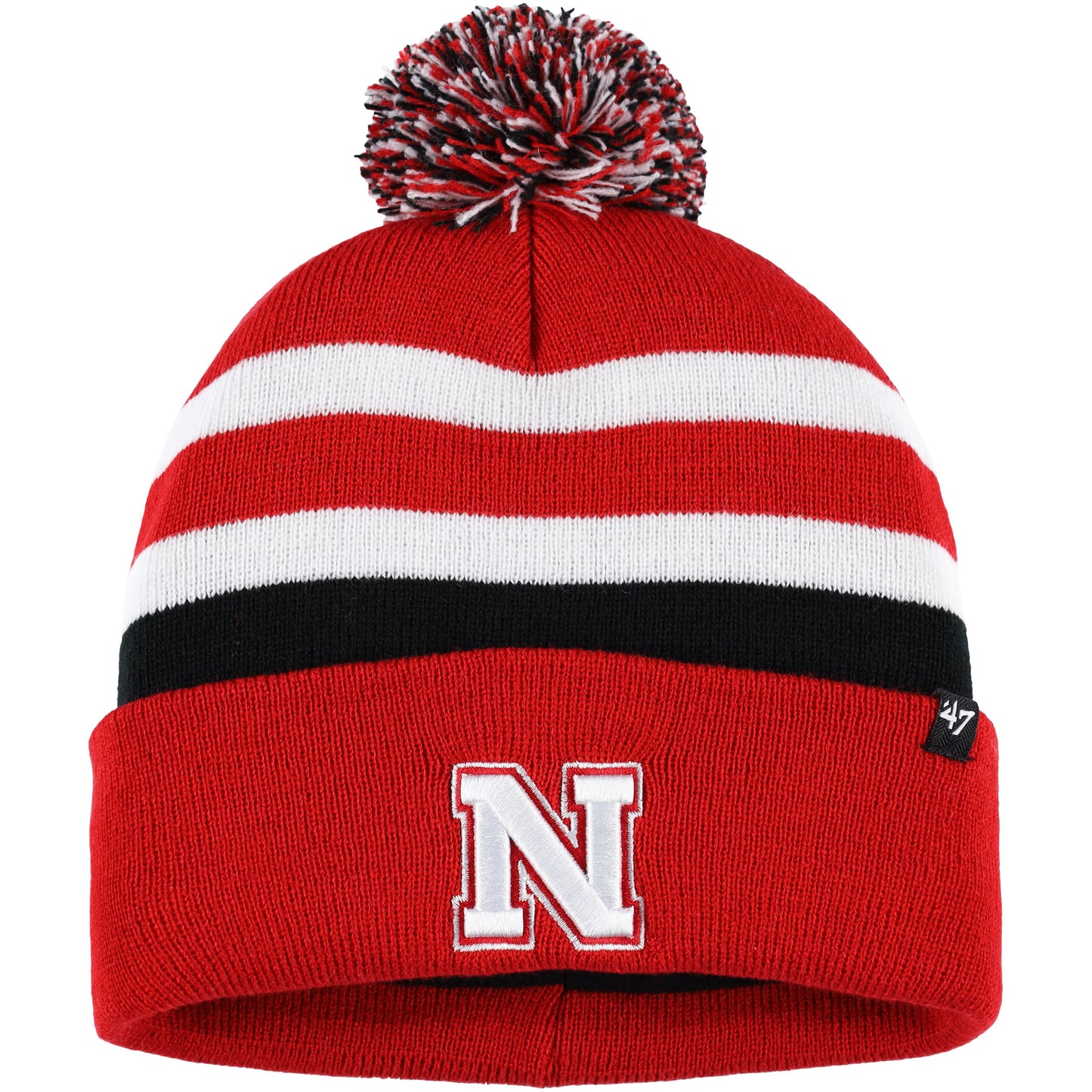 Men's '47 Scarlet Nebraska Huskers State Line Cuffed Knit Hat with Pom