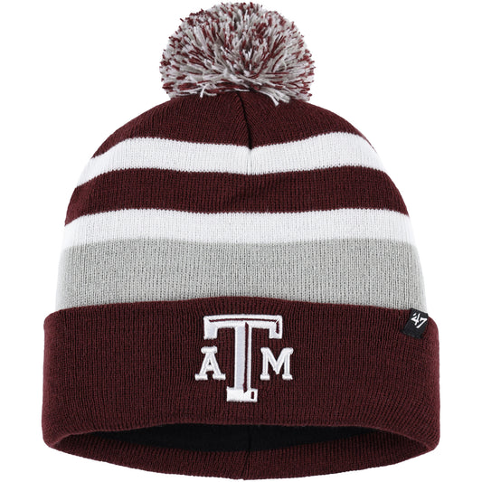 Men's '47 Maroon Texas A&M Aggies State Line Cuffed Knit Hat with Pom