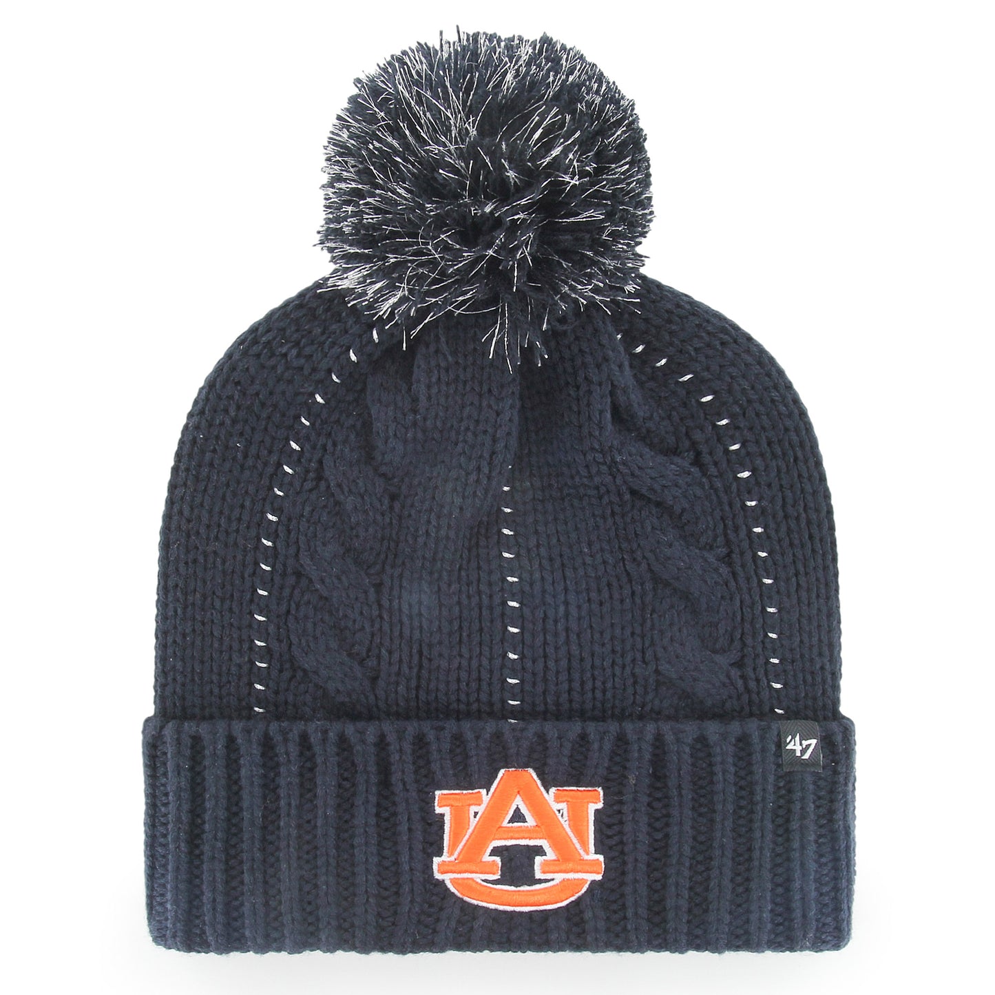 Women's '47 Navy Auburn Tigers Bauble Cuffed Knit Hat with Pom