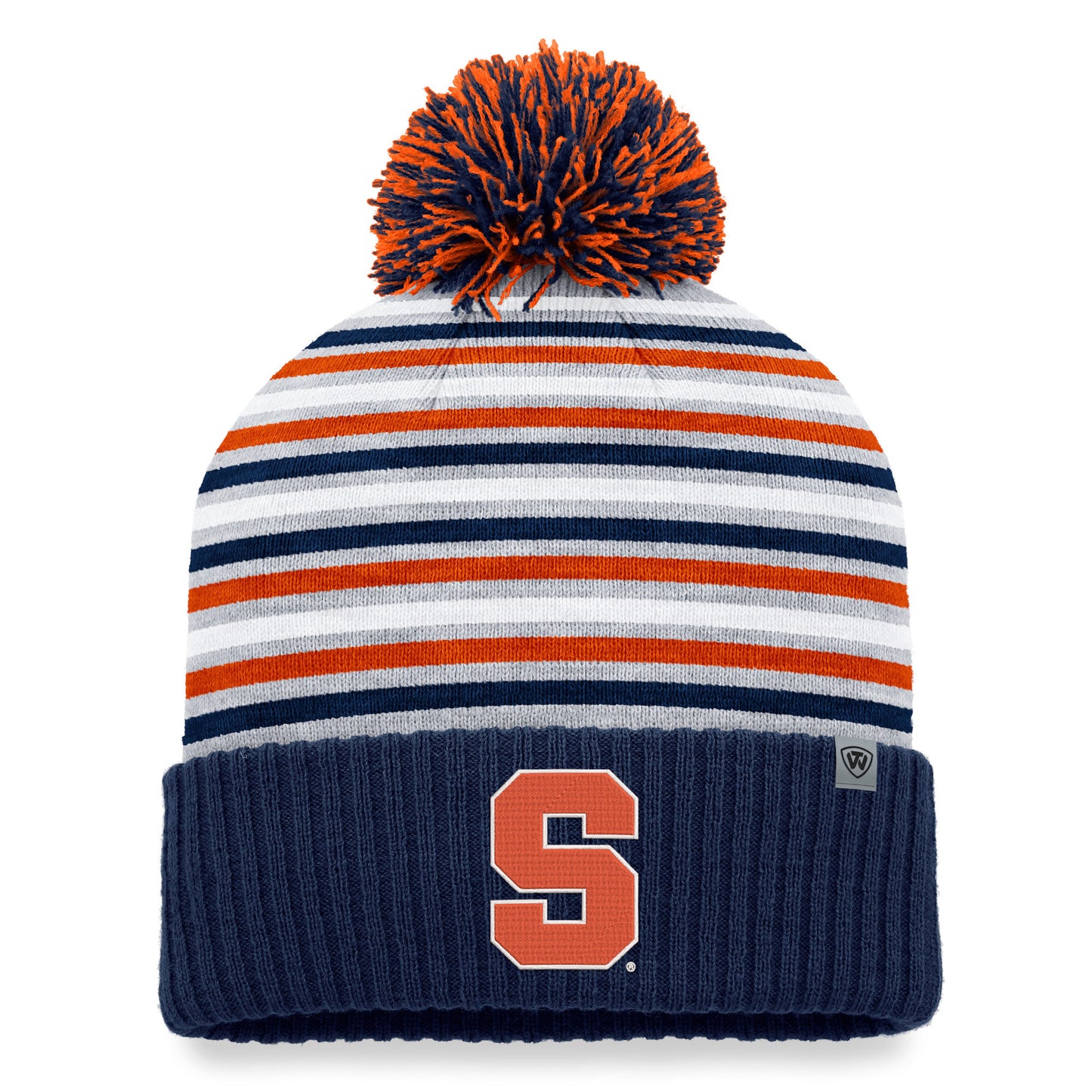 Men's Top of the World Navy Syracuse Orange Dash Cuffed Knit Hat with Pom