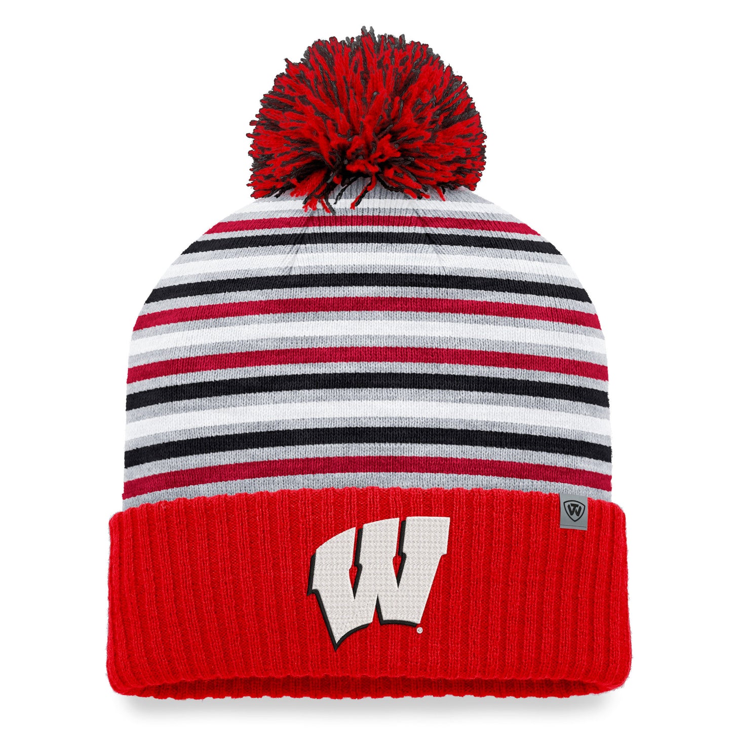 Men's Top of the World  Red Wisconsin Badgers Dash Cuffed Knit Hat with Pom