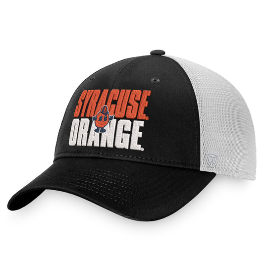 Men's Top of the World Black/White Syracuse Orange Stockpile Trucker Snapback Hat